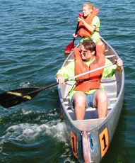A boat actively racing